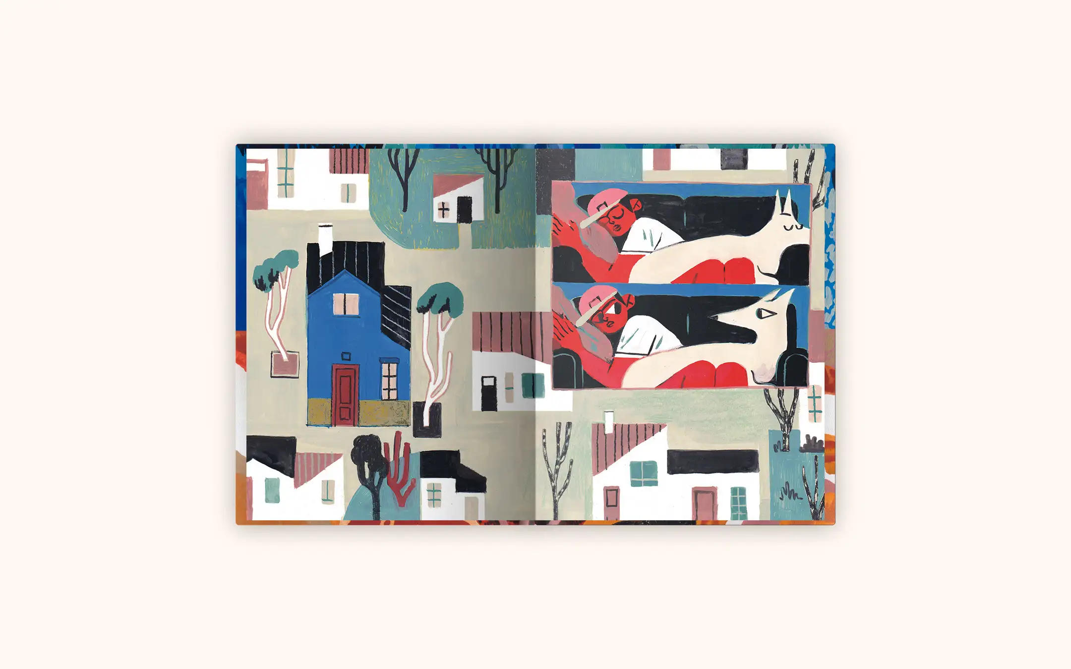 PAGINAS 1-2-Parque de perros-Rut Pedreño-La Granja Editorial Parque de perros es un libro silencioso sobre la añoranza, la amistad y la belleza de reencontrarse, de la autora Rut Pedreño. Esta imagen es del interior del libro.