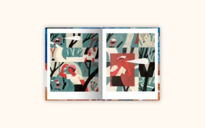 Parque de perros es un libro silencioso sobre la añoranza, la amistad y la belleza de reencontrarse, de la autora Rut Pedreño. Esta imagen es del interior del libro.