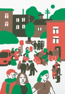 Ilustración interior del libro ilustrado «Vivir en un árbol» de la autora polaca Nina Izycka.