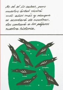 Ilustración interior del libro ilustrado «Vivir en un árbol» de la autora polaca Nina Izycka.